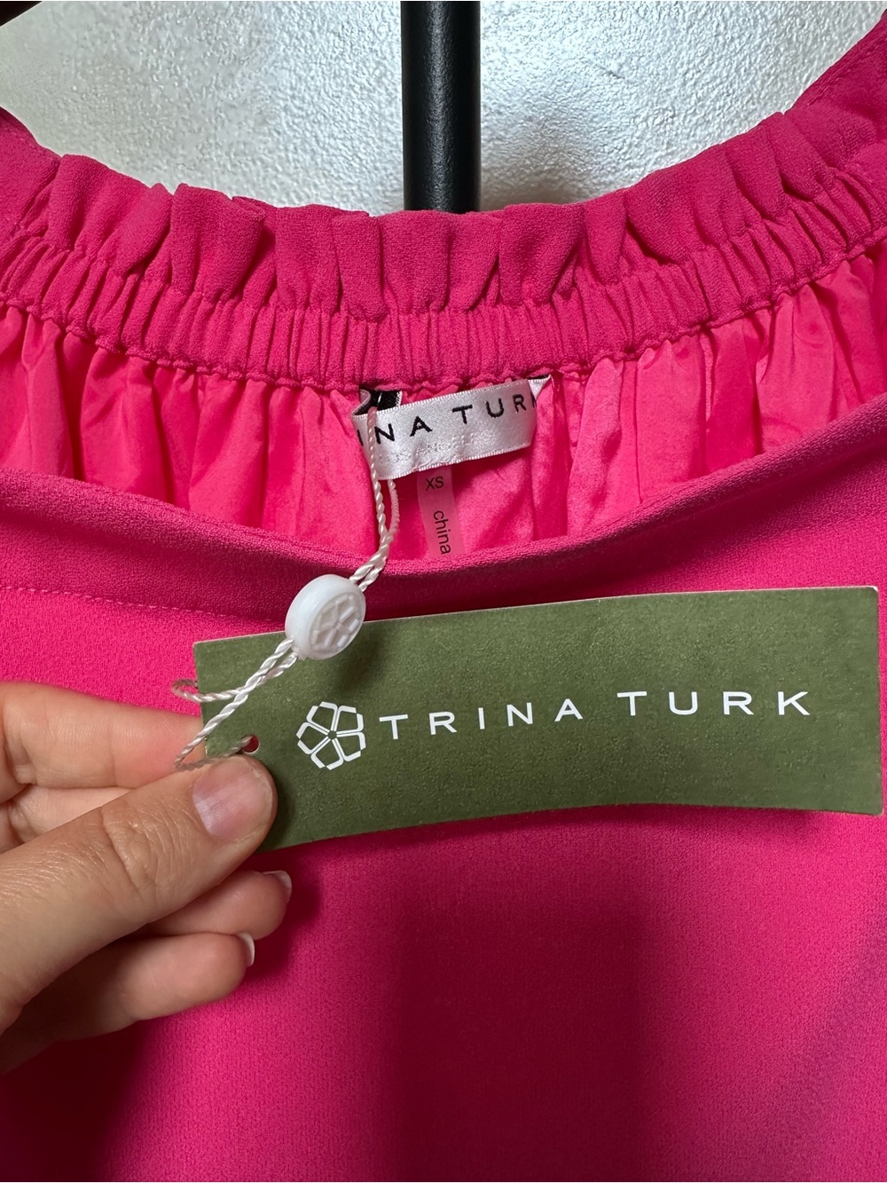 Trina Turk Knox Mini Dress NWT Hot Pink Flared Trumpet Sleeve Size XS - Picture 3 of 11